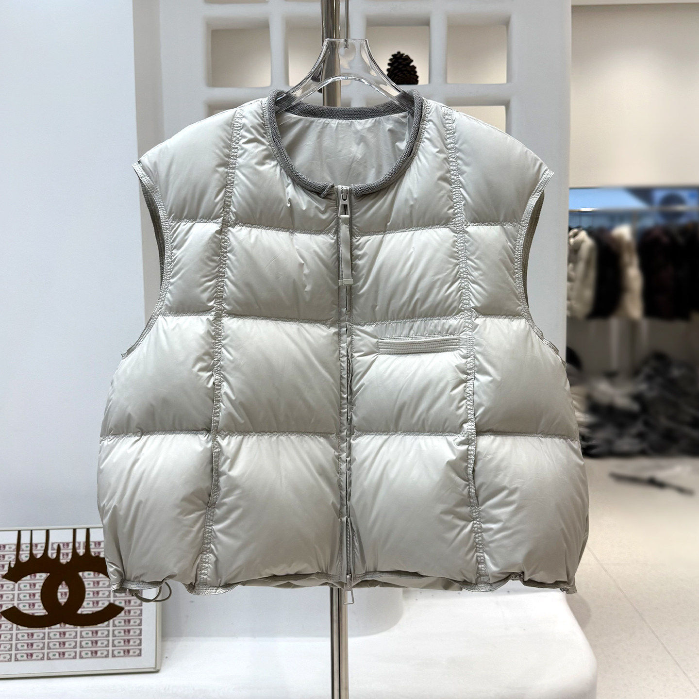 百搭时尚圆领羽绒服马甲女秋冬季新款休闲上衣白鸭绒短款背心外套