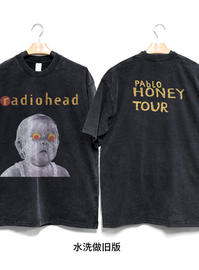 Radiohead电台司令摇滚乐队经典复古Vintage水洗做旧纯棉T恤短袖