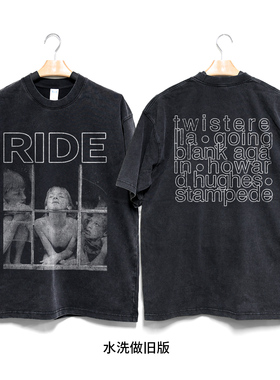 Retro47 RIDE骑行乐队T恤小众美式复古水洗做旧男女宽松纯棉短袖