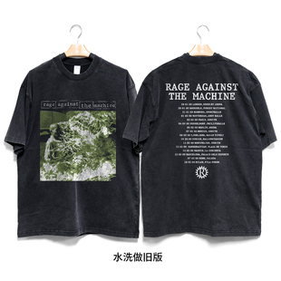 Retro47 Rage Against The Machine愤怒机器乐队水洗做旧短袖T恤