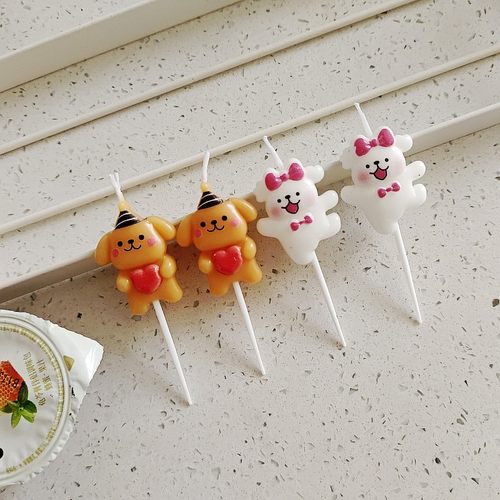 网红五角星蜡烛蛋糕装饰儿童生日小熊蜡烛节日黄色小兔子小狗蜡烛