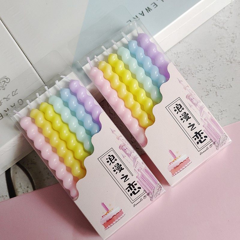 生日蜡烛蛋糕烘焙螺纹蜡烛儿童创意浪漫心旋派对无烟彩色曲线蜡烛