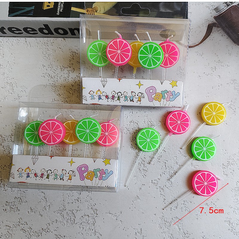 水果柠檬橙子蜡烛小樱桃蛋糕装饰