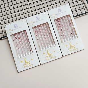 弯曲曲线生日蜡烛浅变彩虹烘焙节日蛋糕装饰红色金色镀金螺纹蜡烛