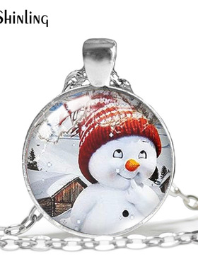 热销圣诞项链雪人时光宝石圣诞老人项链吊坠圣诞夜惊魂毛衣链