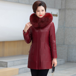 2026新款海宁皮衣女中长款真皮羽绒服加绒加厚妈妈冬装皮棉衣外套