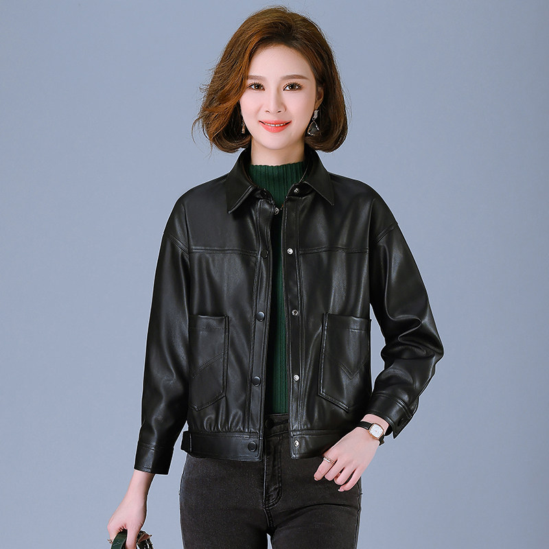 2025新款海宁皮衣女短款大码秋季女装皮外套韩版修身显瘦真皮夹克