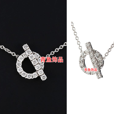 925银银猪鼻子圆环18K金项链