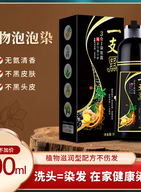 一支黑植物泡泡染发膏白转黑