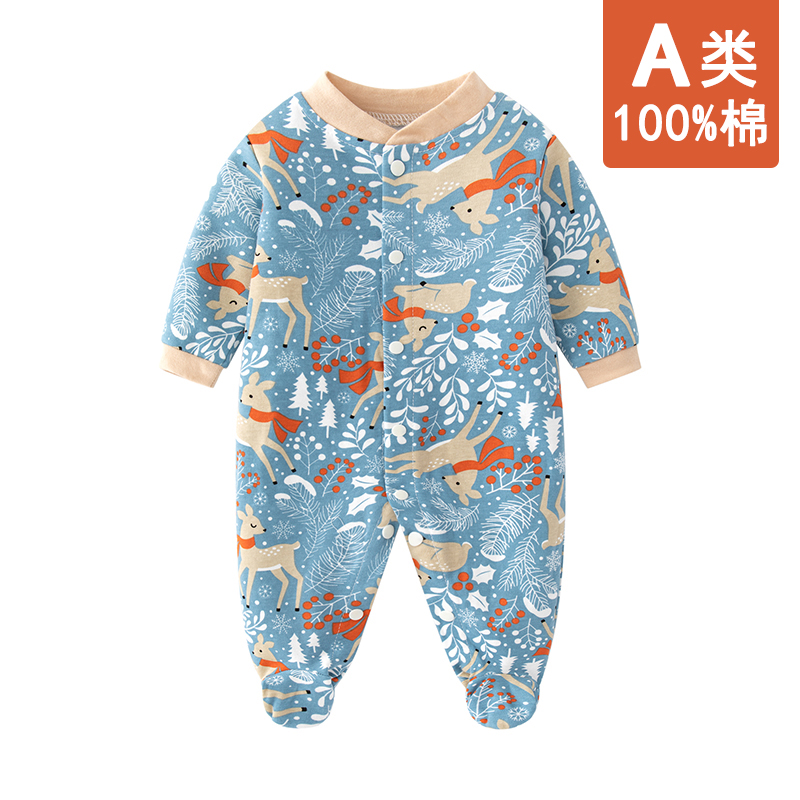 纯棉连体衣包脚婴儿春秋