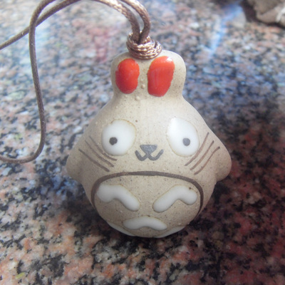 陶瓷原创手绘圆圆眼龙猫铃铛车挂风铃