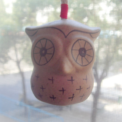 miracle饰品屋 景德镇陶瓷原创 手绘猫头鹰铃铛 车挂风铃 包邮