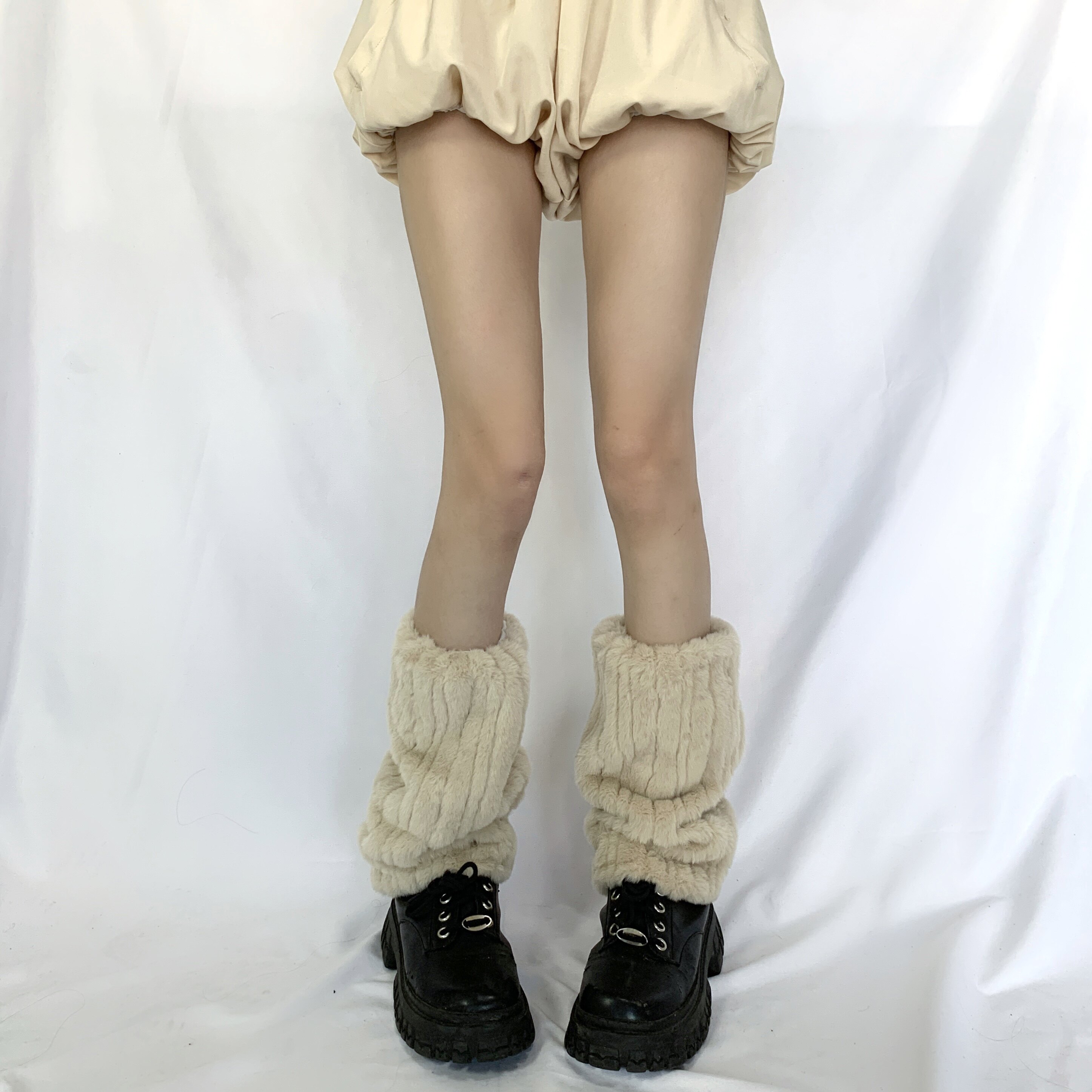 秋冬加厚保暖仿兔绒不掉毛腿套女