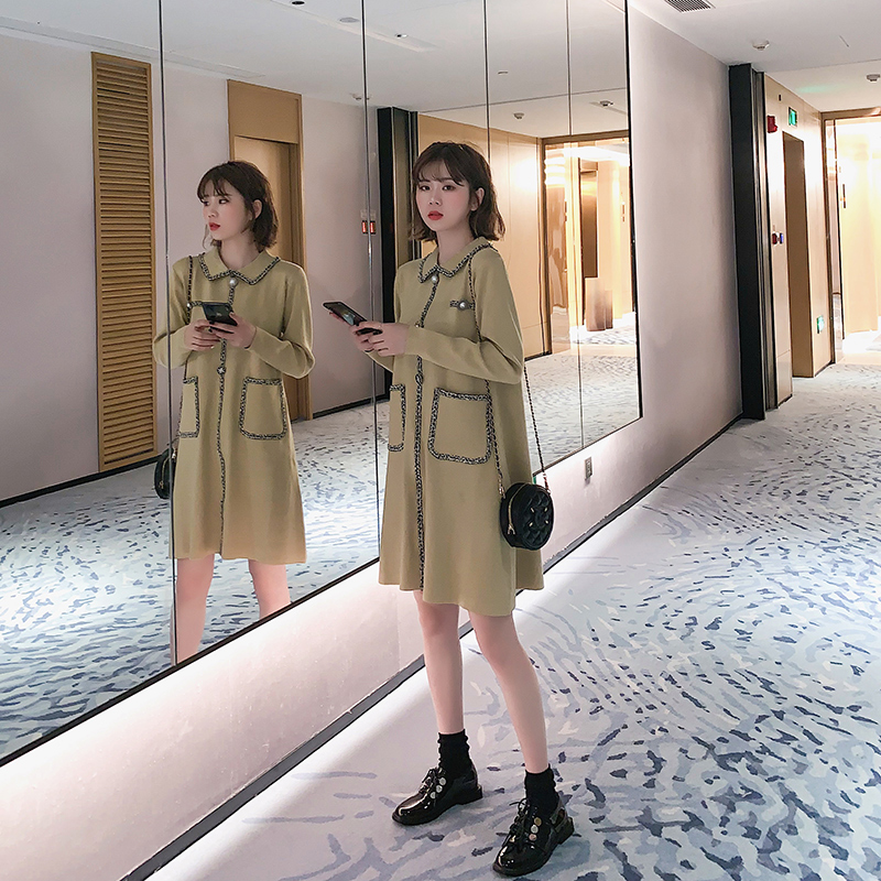 2019新款洋气秋冬流行毛衣裙子仙女超仙森系慵懒风针织毛线连衣裙(用40元券)