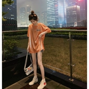 Phiên bản Hàn Quốc 2019 mới toang ga nước ngoài màu đỏ sáng bóng cẩn thận áo sơ mi ngắn tay áo thun rộng rãi Hồng Kông gió nữ - Áo phông