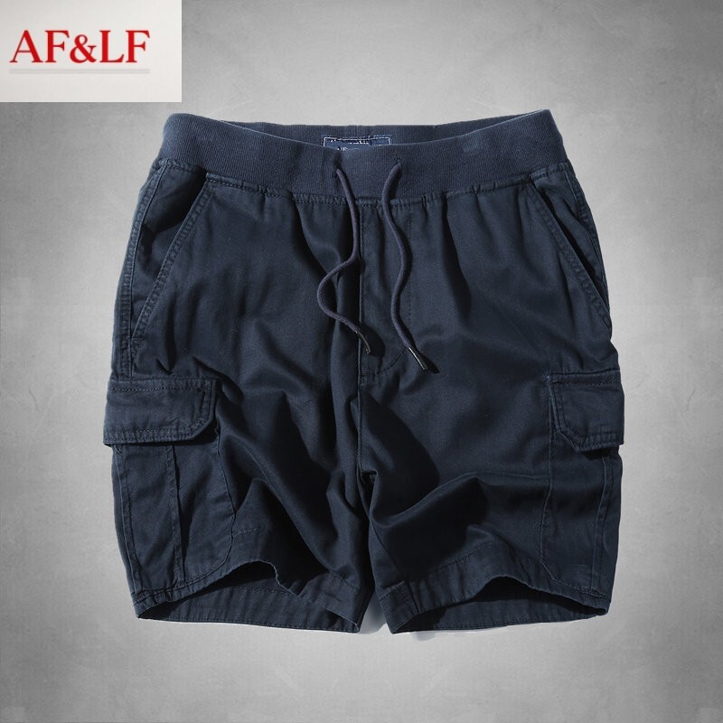 AF＆LF夏季重磅工装短裤三四分多口袋休闲裤迷彩纯棉直筒宽松潮男