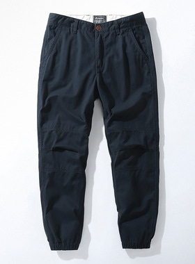 AF＆LF加绒加厚秋冬男士纯棉束脚中腰宽松裤子休闲长裤补丁宽松型