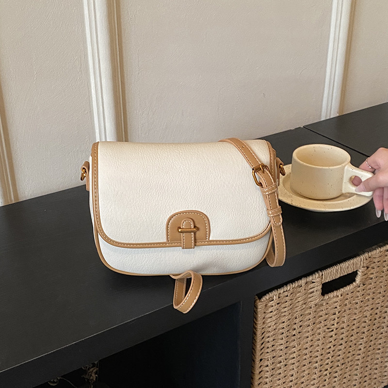 小众设计马鞍包包女式2026新款撞色豆腐包时尚百搭单肩斜挎小方包