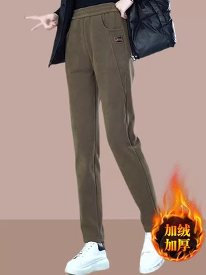 加绒加厚运动裤女士冬季外穿2025新款棉裤休闲裤卫裤哈伦直筒裤子