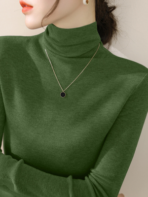 堆堆领高领打底衫女春秋内搭2025新款百搭修身显瘦气质针织衫上衣