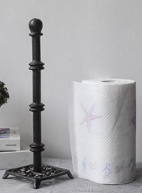 跨境新品复古铸铁几何立式纸巾架摆件创意个性家用卷筒纸座桌面