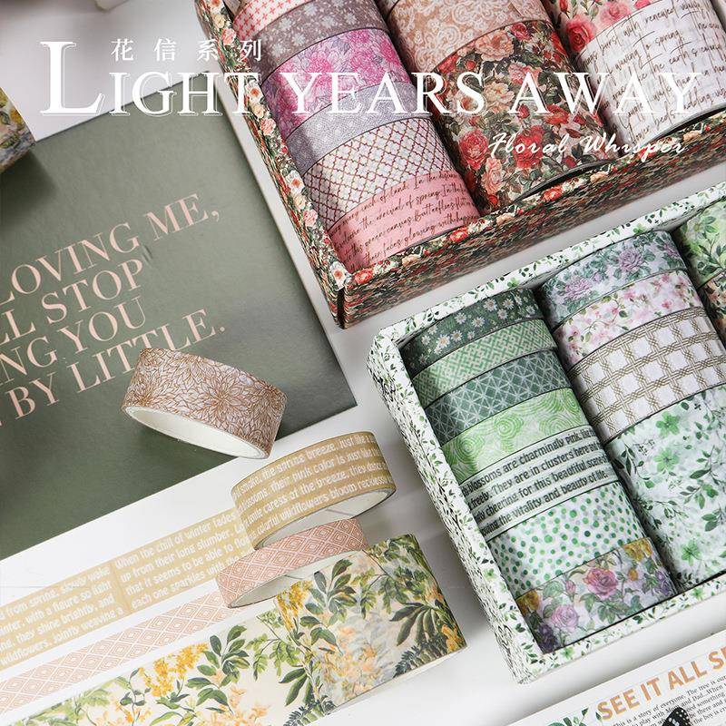 韩系花信系列和纸胶带ins风温柔碎花边框造景手帐diy素材装饰贴纸