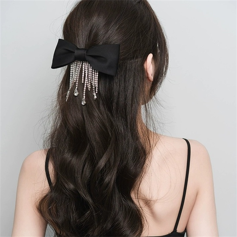 双蝴蝶结发夹发卡弹簧夹流苏吊坠后脑勺新款网红高级感头饰发饰