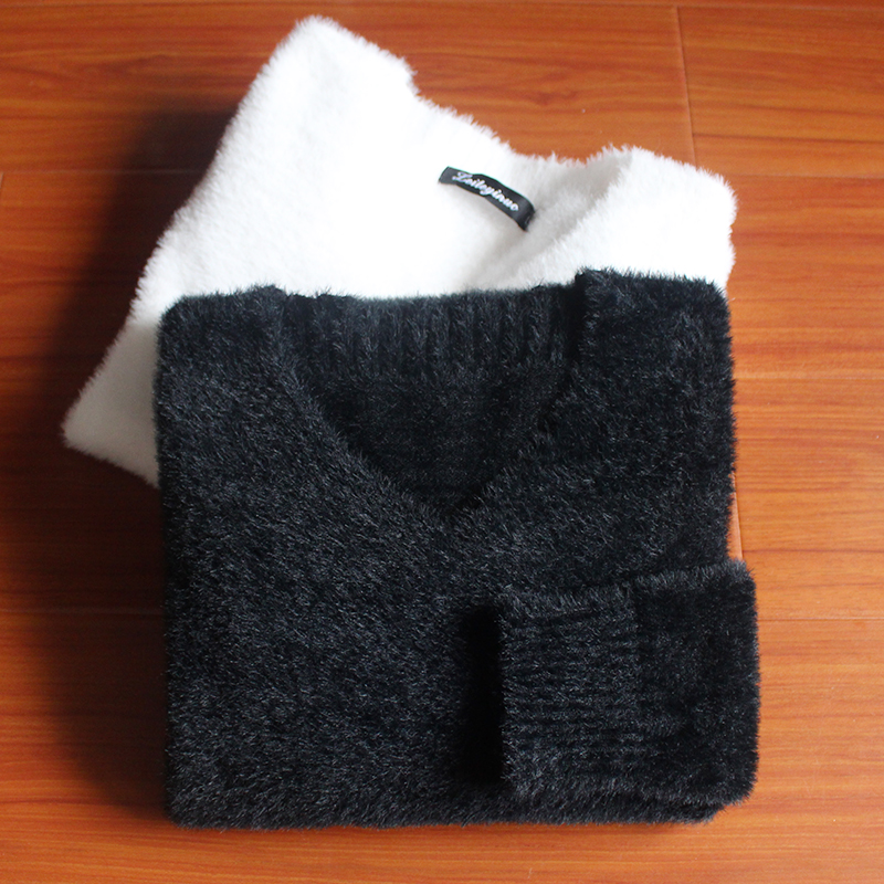 水貂毛针织衫毛衣打底衫修身v领