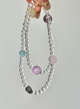 天然白水晶三圈多宝五行多宝手链