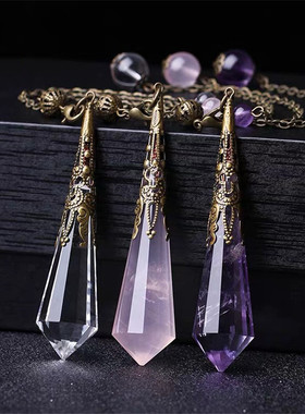 天然水晶切面灵摆吊坠