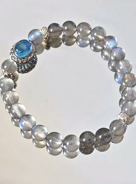 天然灰月光石海蓝宝魔盒水晶时尚