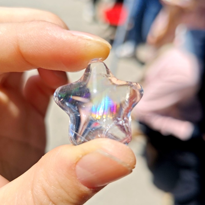 天然白水晶彩虹爆彩星星月亮吊坠
