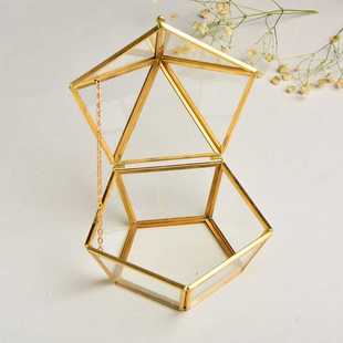 净化水晶消磁碗饰品盒天然水晶碎石五角几何体玻璃器皿复古首饰盒