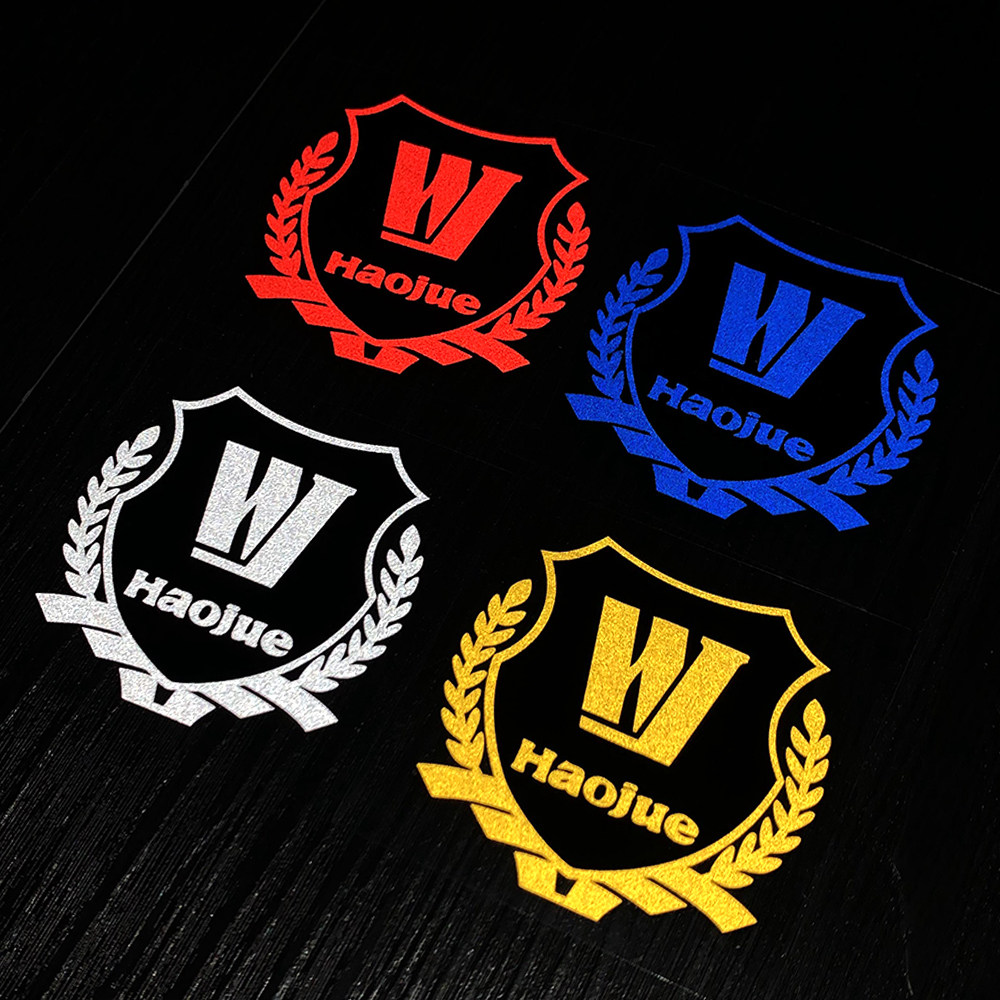 适用于豪爵摩托车车头麦穗标志踏板车防水折痕前挡风玻璃反光贴花