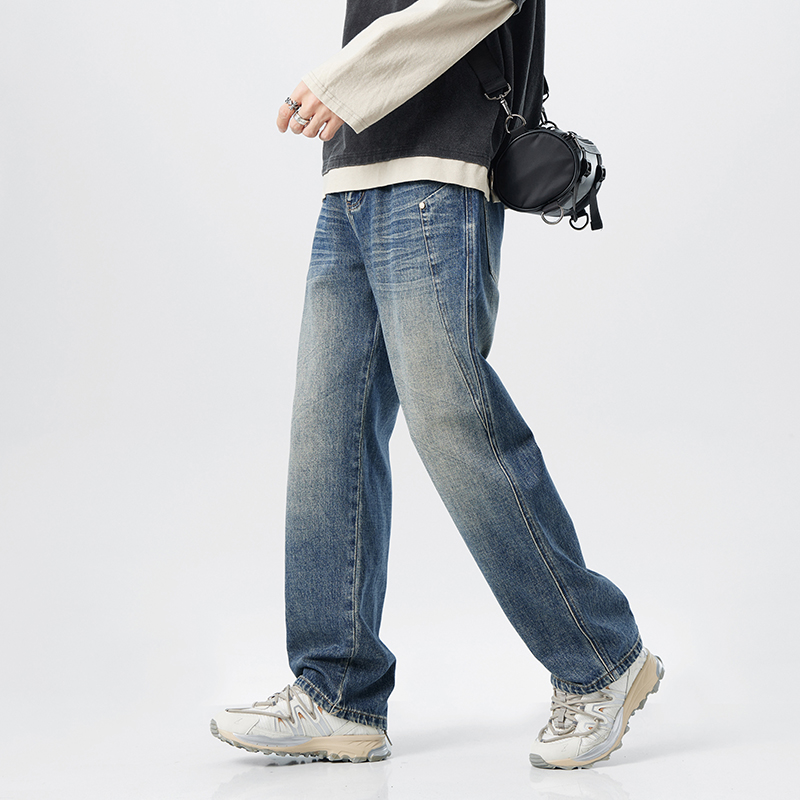 【KNIS】2024年CD美式复古牛仔裤宽松直筒水洗百搭潮流长裤子男款