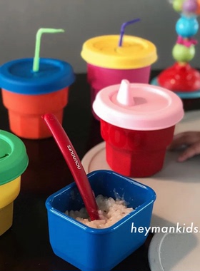 heymankids｜韩国beemymagic儿童硅胶吸管杯300ml耐热密封零食杯