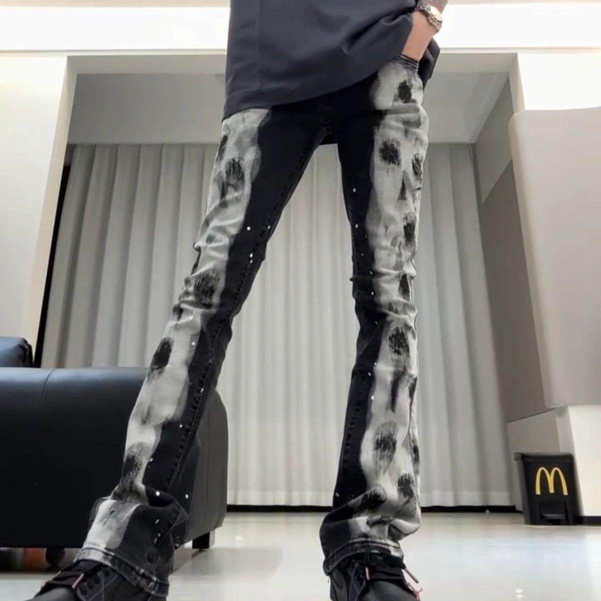 2025年爆款大童网红泼墨艺术潮牌牛仔裤童装轻奢裤子高街潮流美式,童装/婴儿装/亲子装,儿童牛仔裤,淘宝优惠券,粉丝福利购,淘宝优惠卷