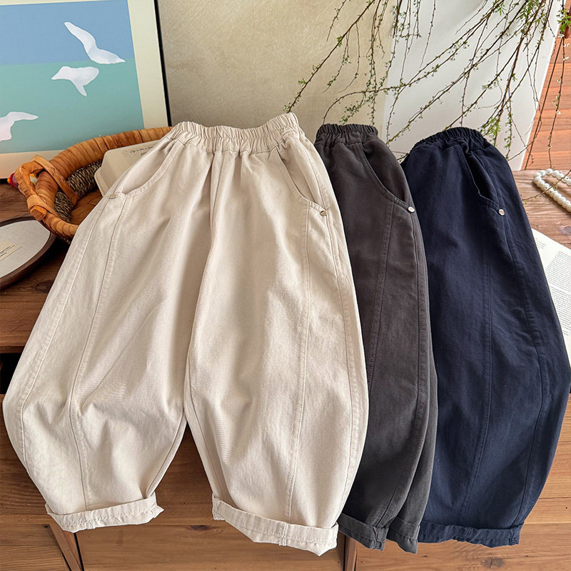 儿童休闲裤纯棉时尚休闲长裤弯刀裤长裤纯棉春季休闲裤男女宝同款