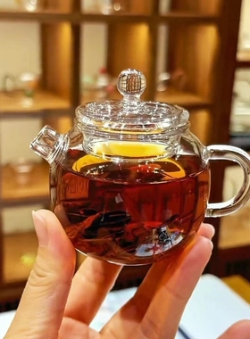 迷你小茶壶耐热高硼硅泡茶壶加厚煮茶壶网红同款花茶壶一人单壶