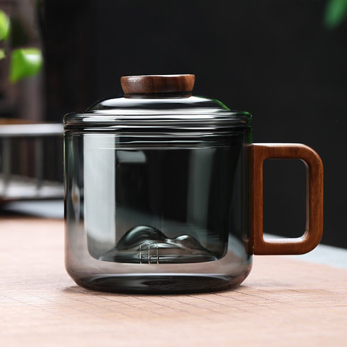 办公玻璃茶杯透黑咖啡水