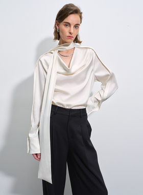 APARALLEL 2025早秋进口醋酸荡领飘带醋酸长袖衬衫