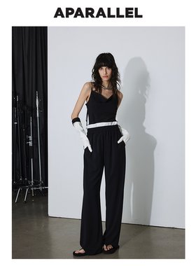 花边松紧腰休闲空气裤