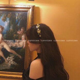 悬崖会所 德鲁纳酒店复古宫廷欧式水钻金属立体蝴蝶珍珠发箍发带