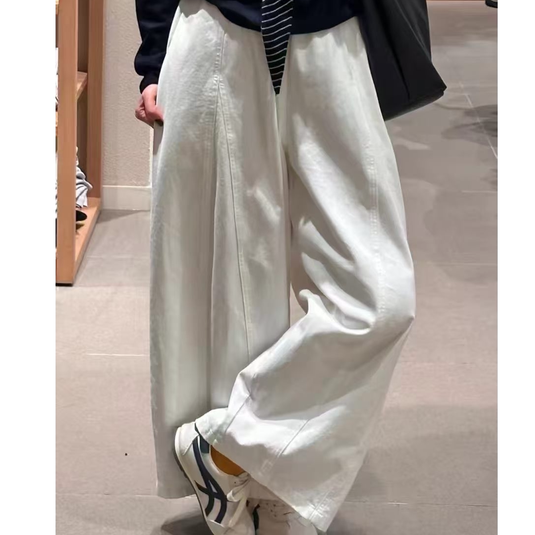 日系白色气球裤九分阔腿裤原宿风显瘦遮胯宽复古百搭慵懒风休闲裤