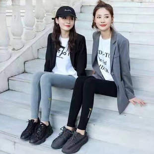 思比尔新款纯棉塑形美腿时尚小黑裤