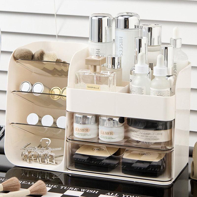 化妆品收纳盒高级感梳妆台桌面口红眉笔整理箱护肤品大容量置物架