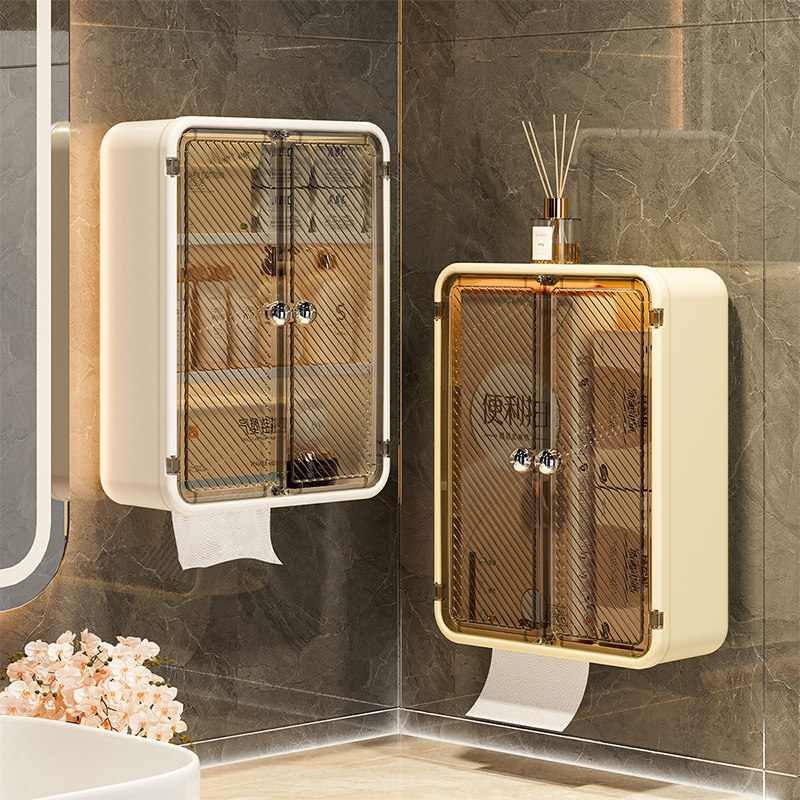 浴室卫生间洗漱台化妆品储物柜墙上壁挂式收纳纸巾盒洗手台置物架