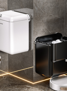 吸盘垃圾桶家用2026新款厨房客厅卫生间厕所轻奢高档大带盖壁挂式