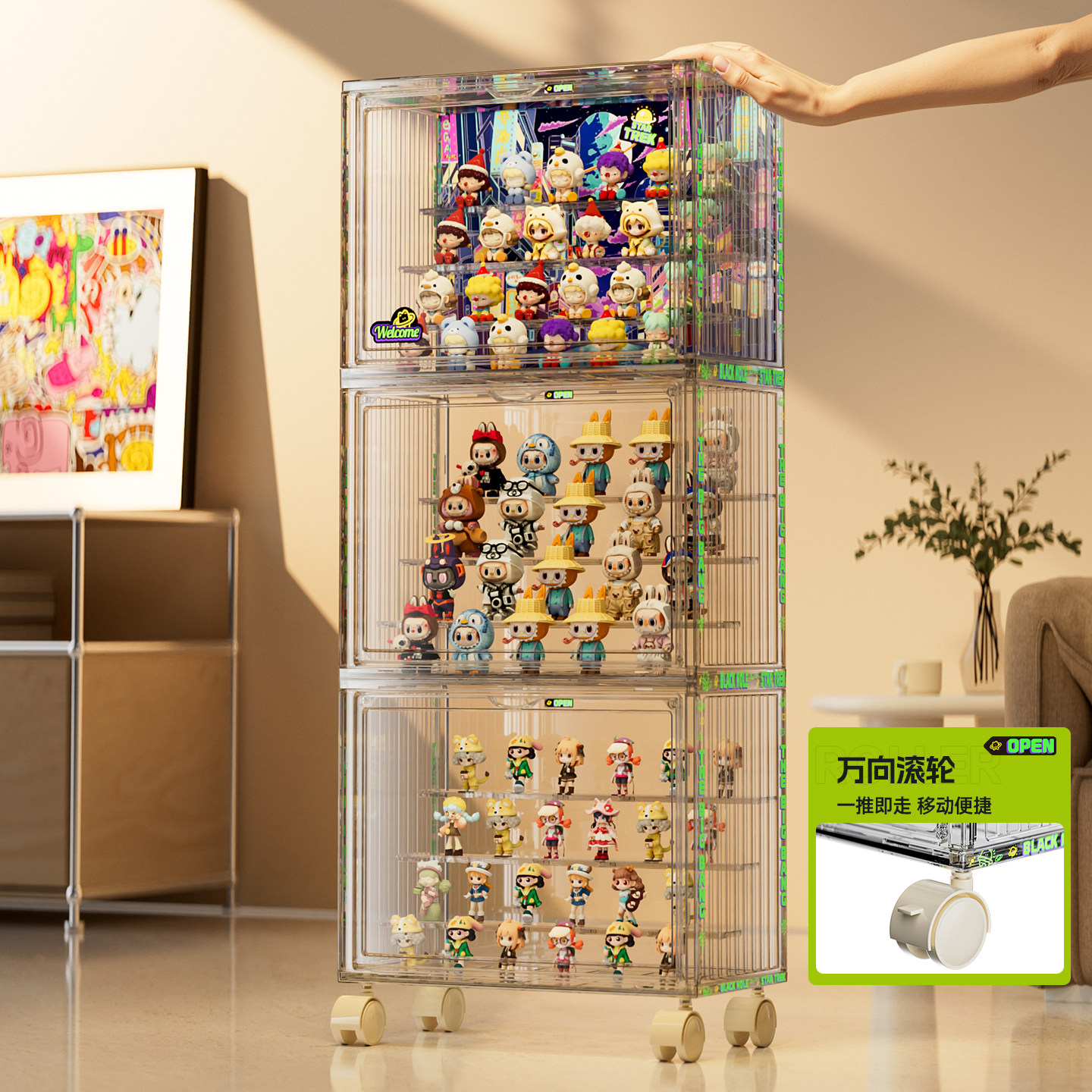 手办展示柜透明盲盒收纳展示架适用乐高积木模型收纳盒玩具陈列柜