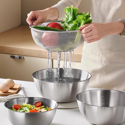 【加厚不锈钢】食品级沥水洗菜盆